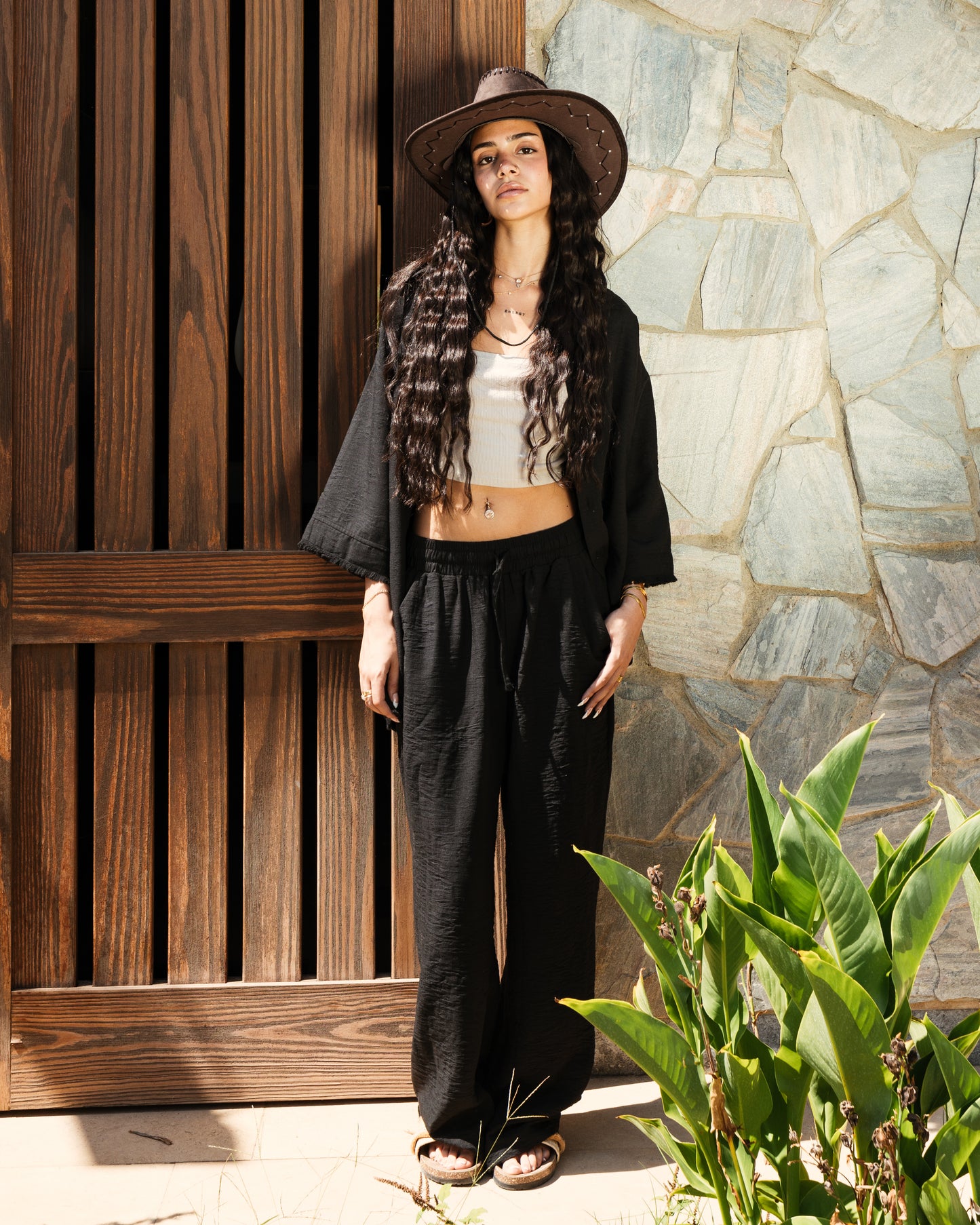Crinkled Linen Oversize Shirt | Black