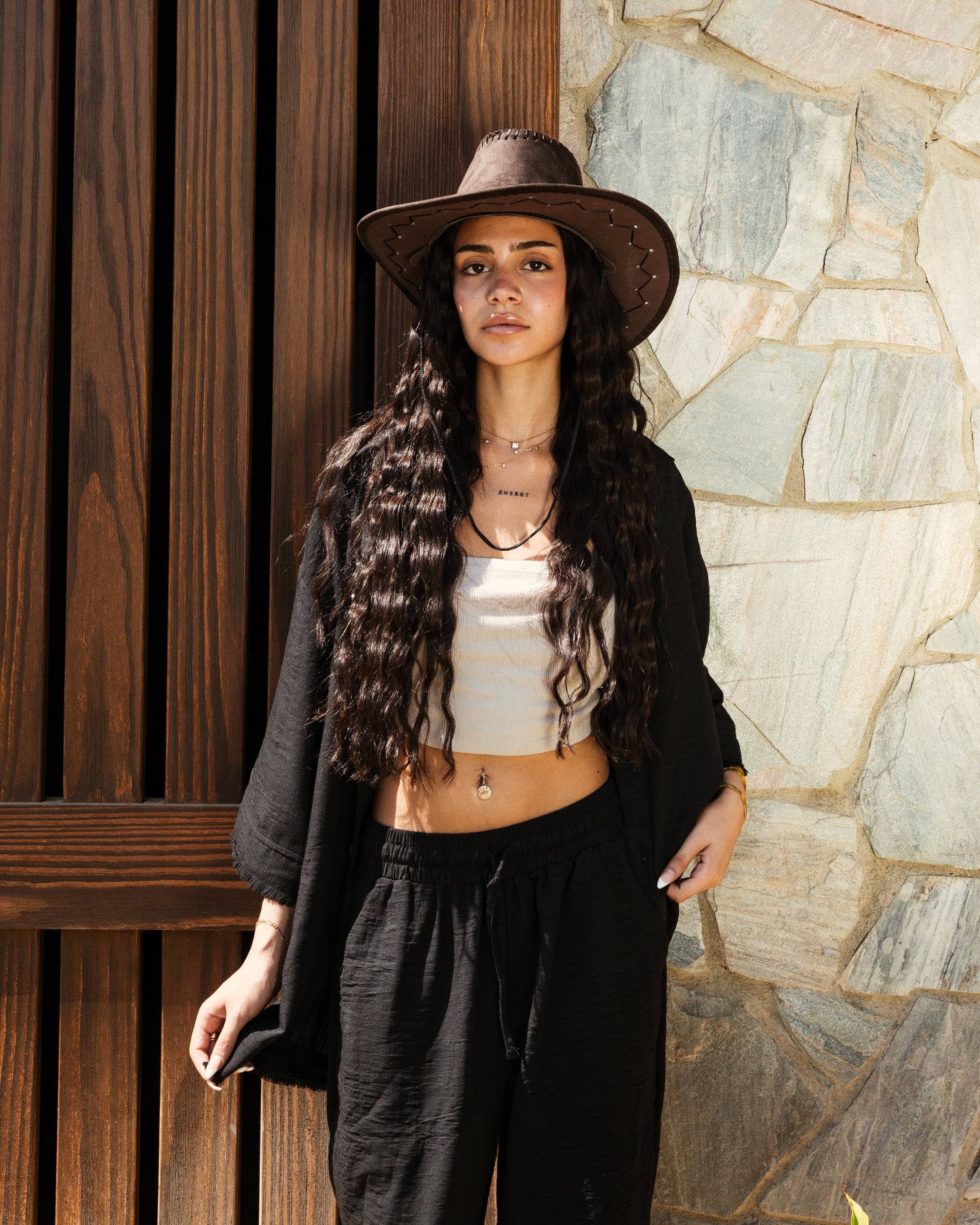 Crinkled Linen Oversize Shirt | Black