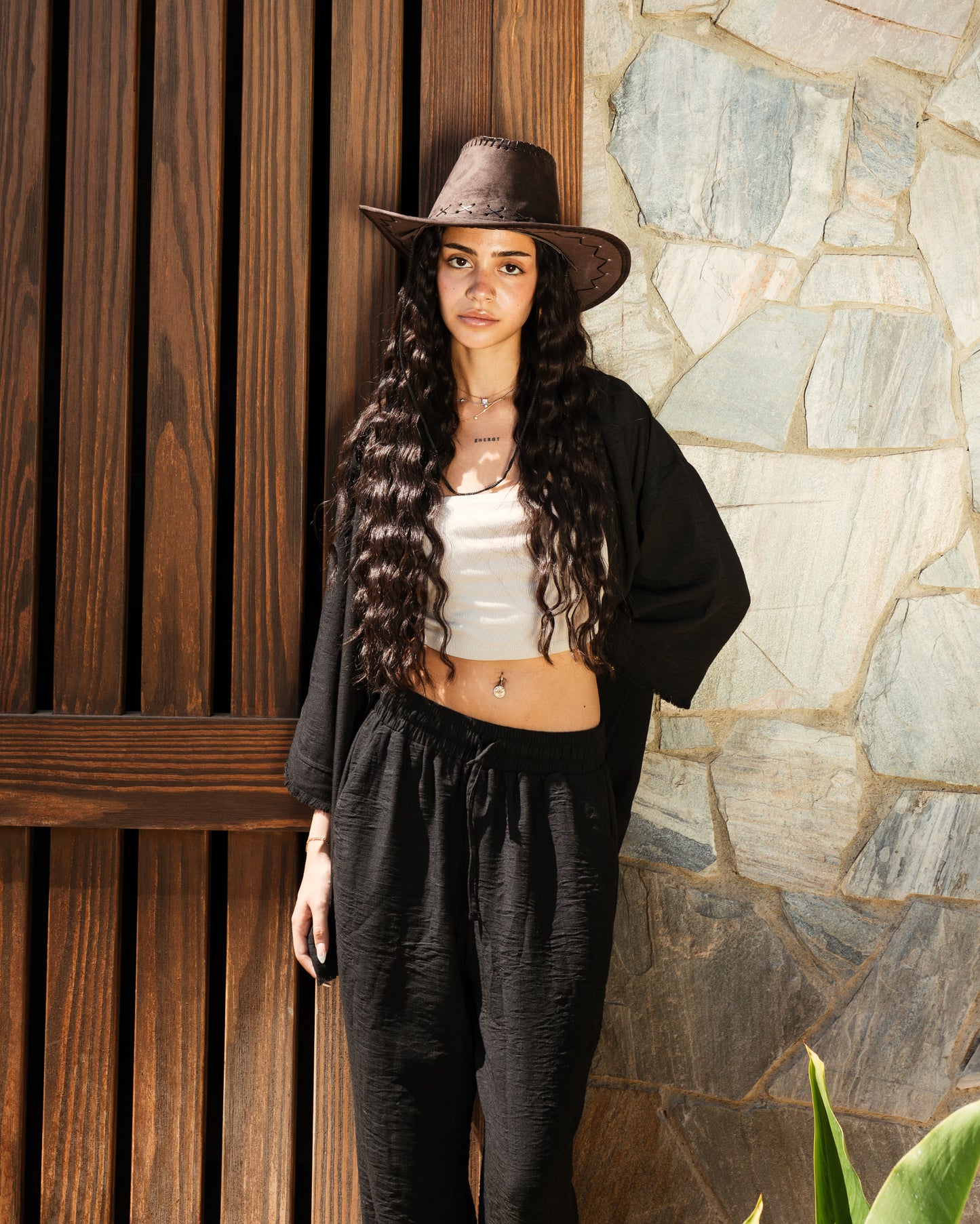 Crinkled Linen Oversize Shirt | Black