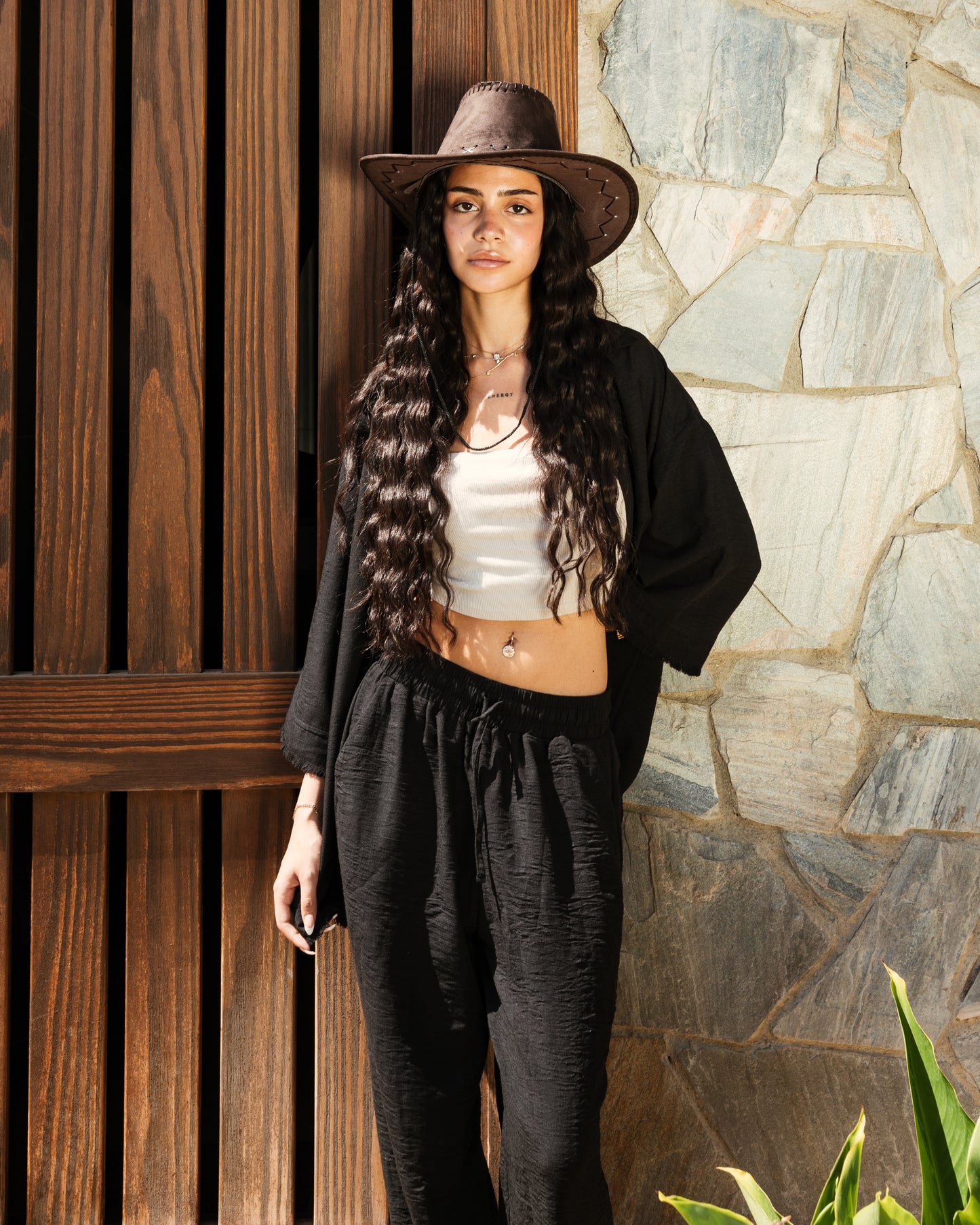 Crinkled Linen Oversize Shirt | Black