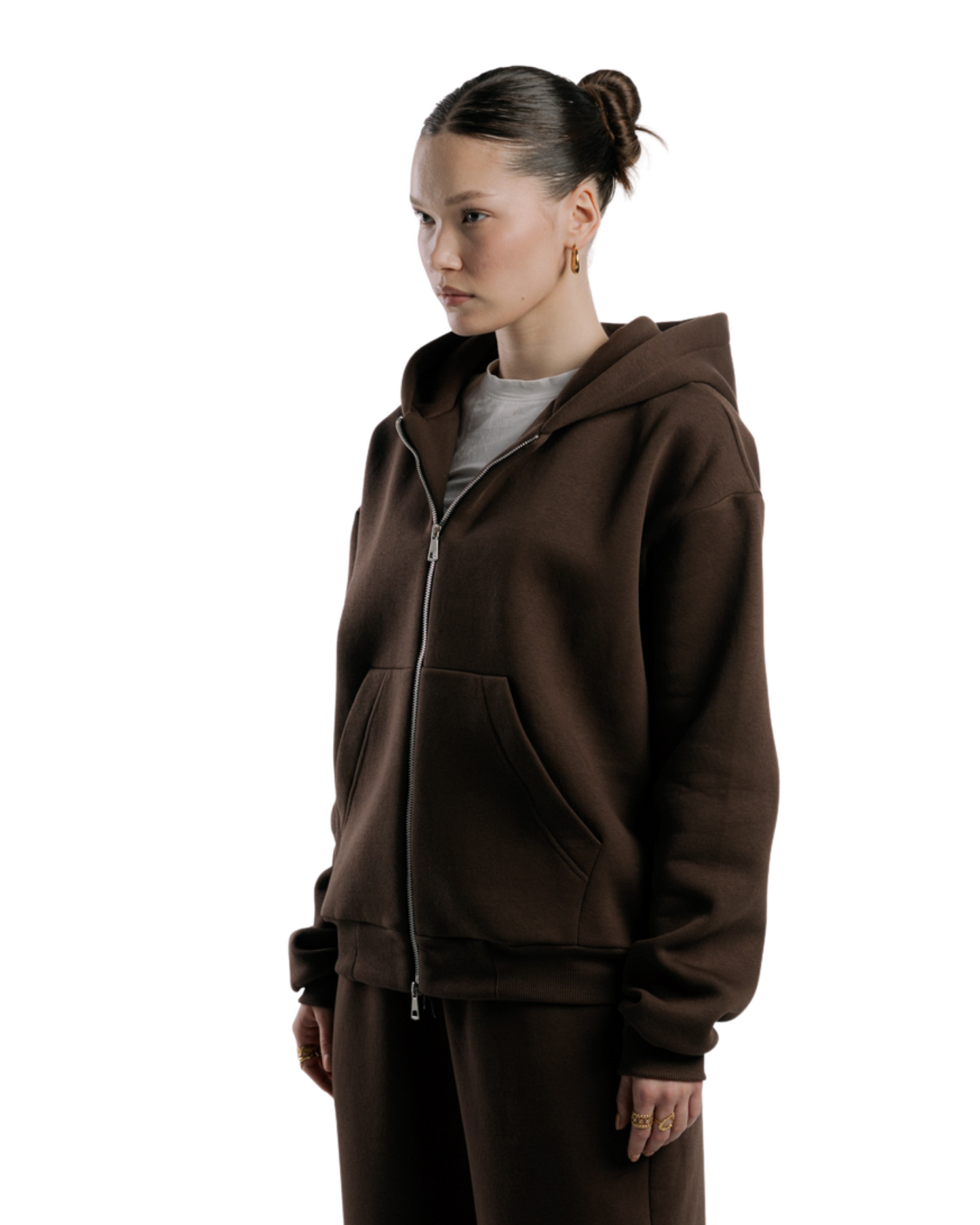 Zipped Hoodie | Brownish