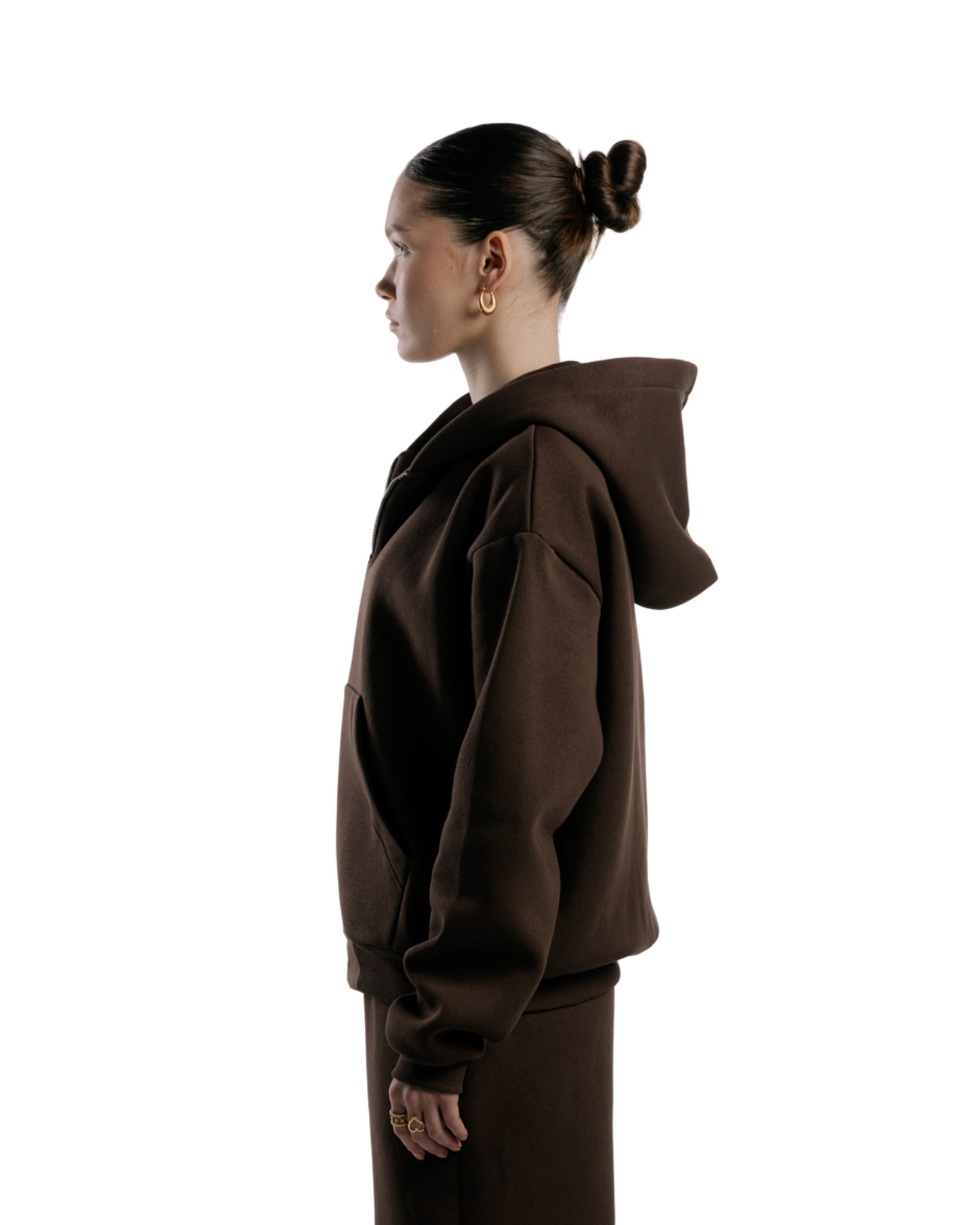 Zipped Hoodie | Brownish