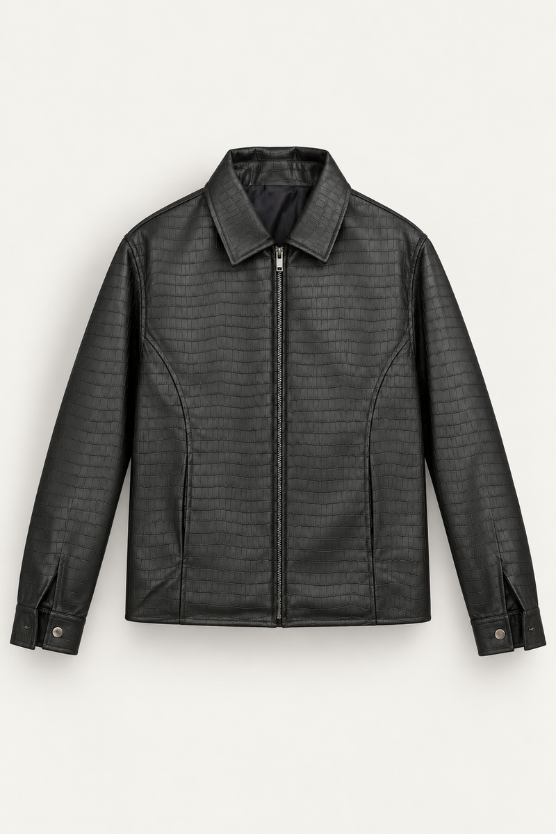 CROCODILE EFFECT JACKET | OLIVE GREEN