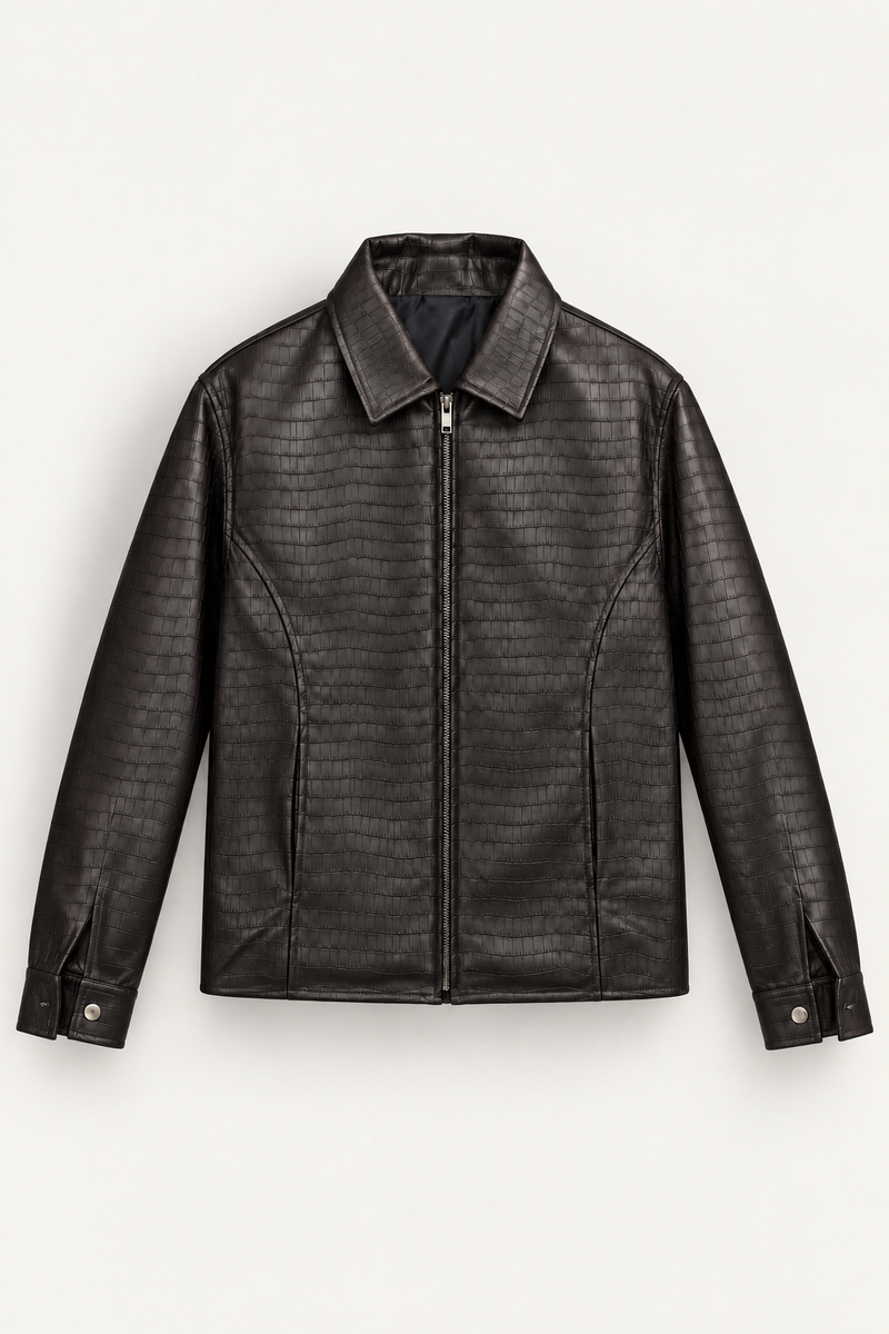 CROCODILE EFFECT JACKET | BROWN