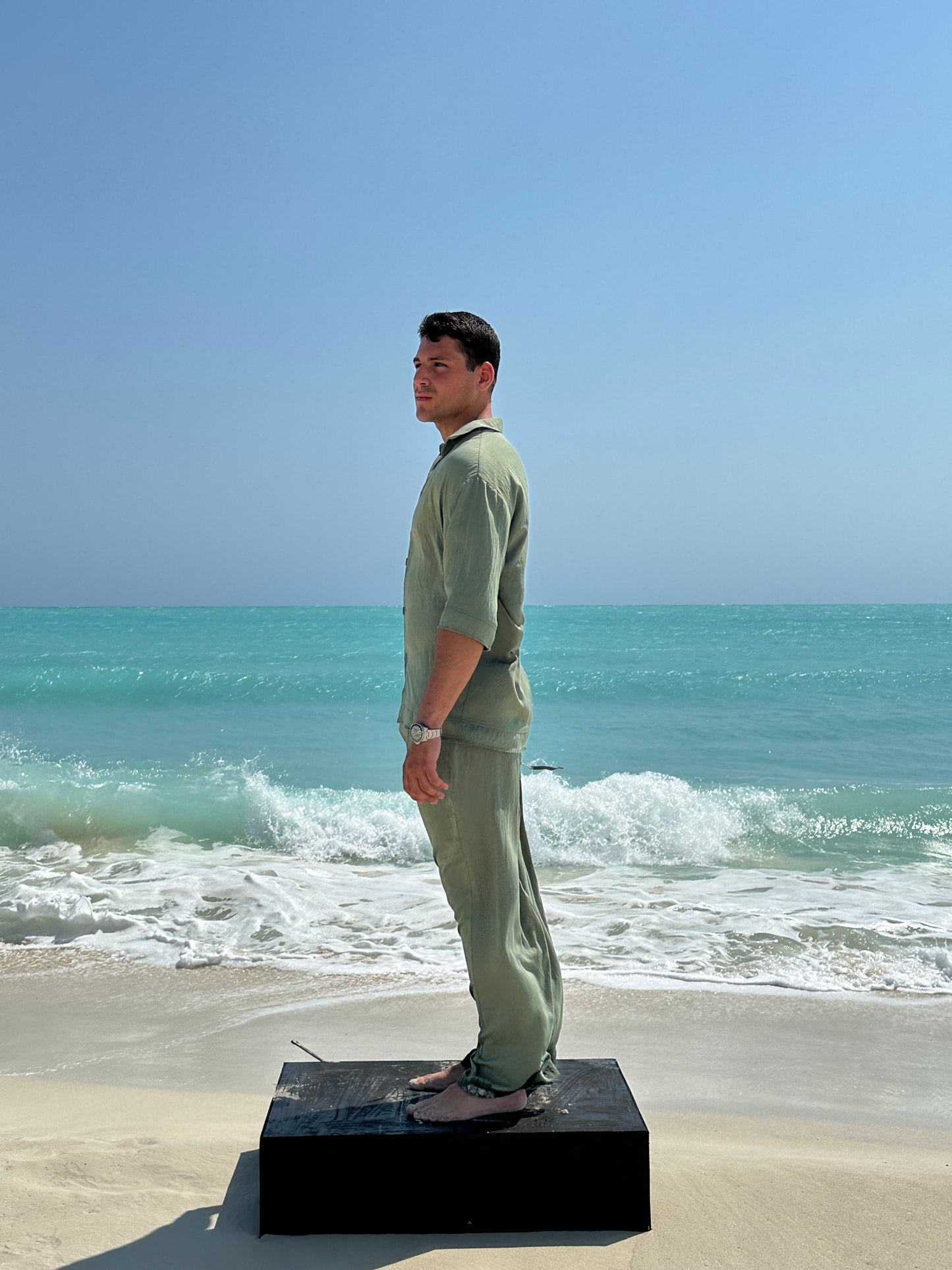 Wide Linen Pants| Army