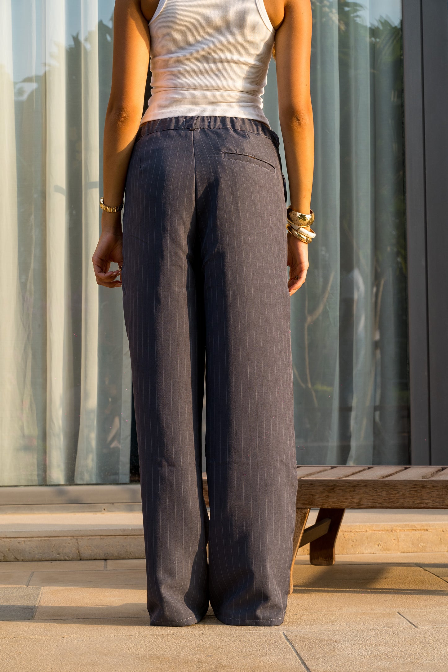 STRIPED PANTS | CHARCOAL GREY