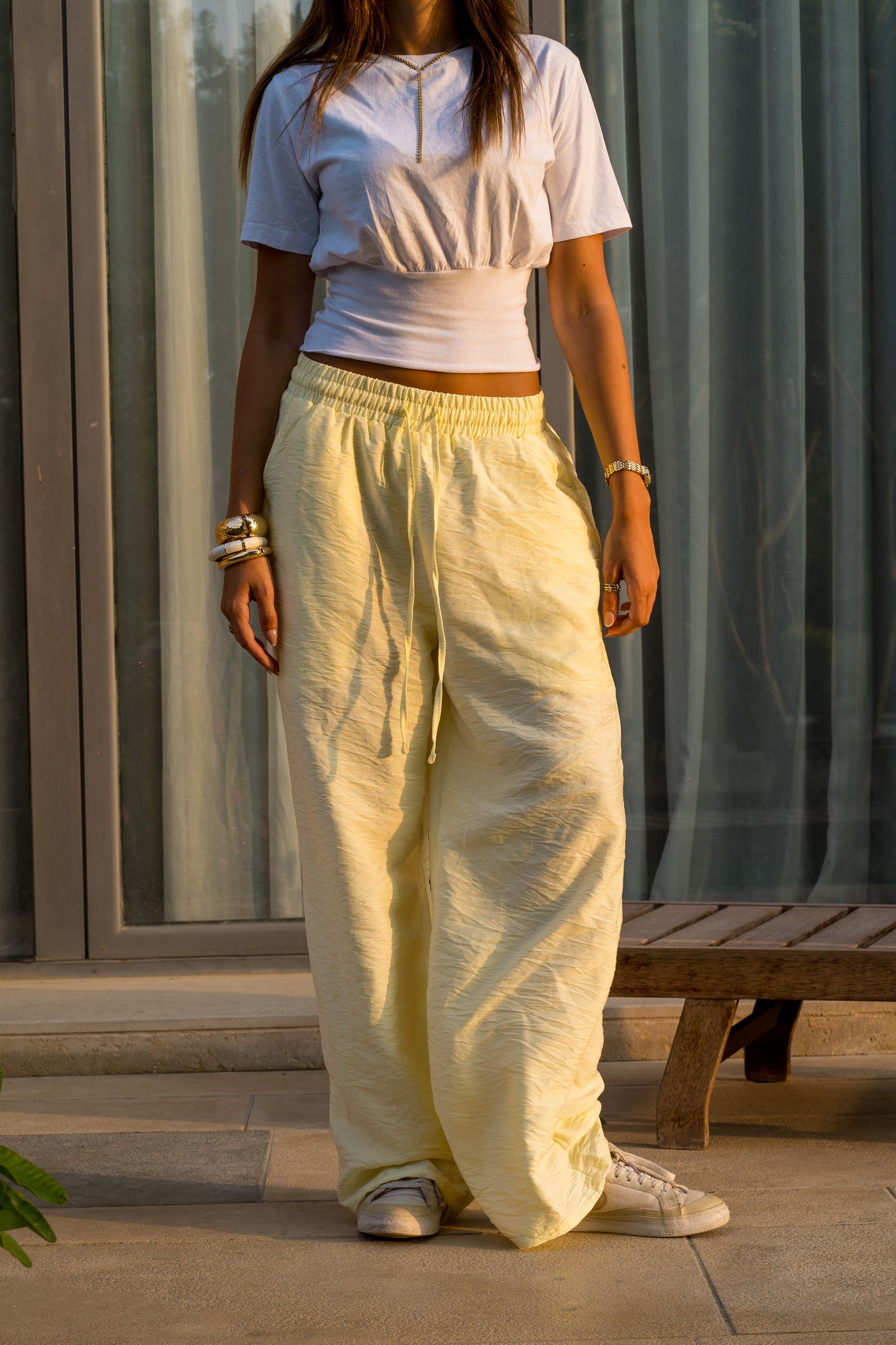 Wide Linen Pants| Yellow