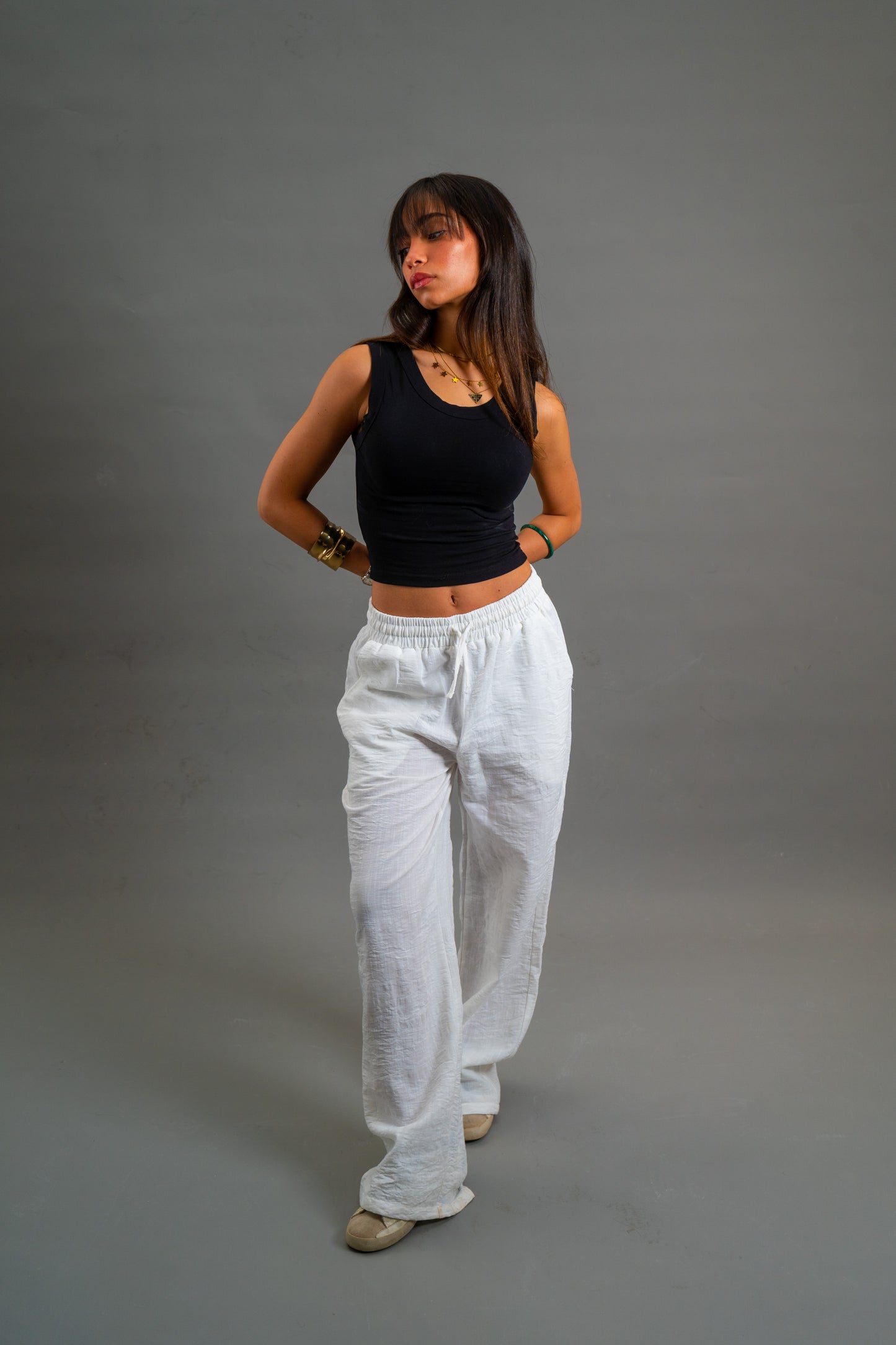 Wide Linen Pants | White