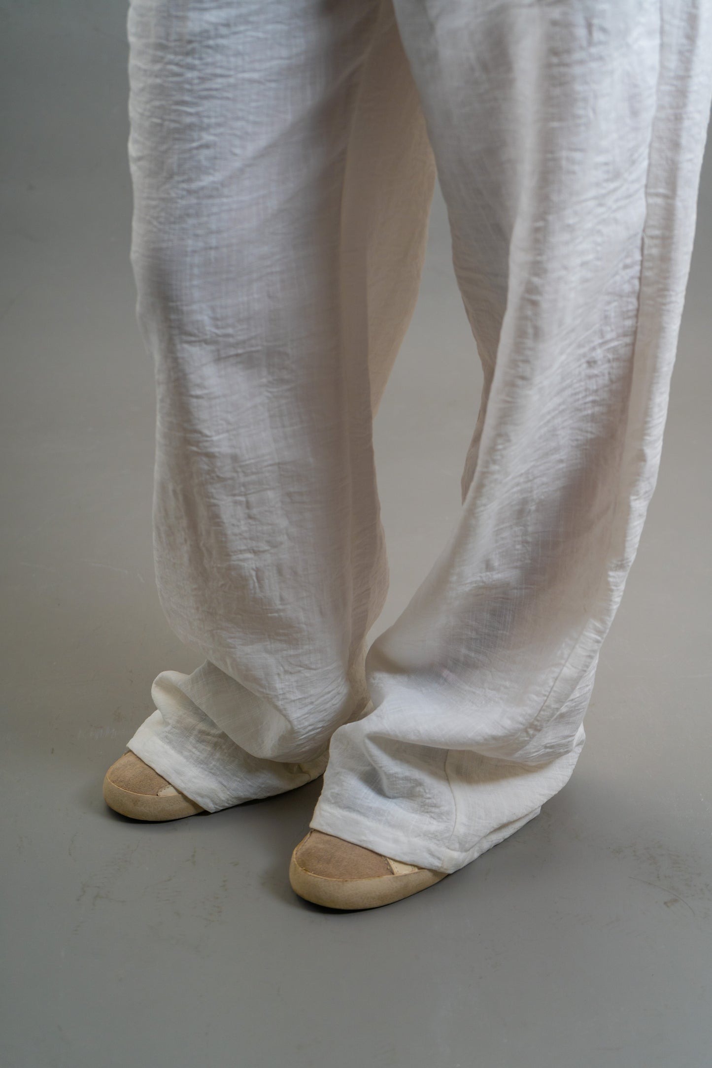Wide Linen Pants | White