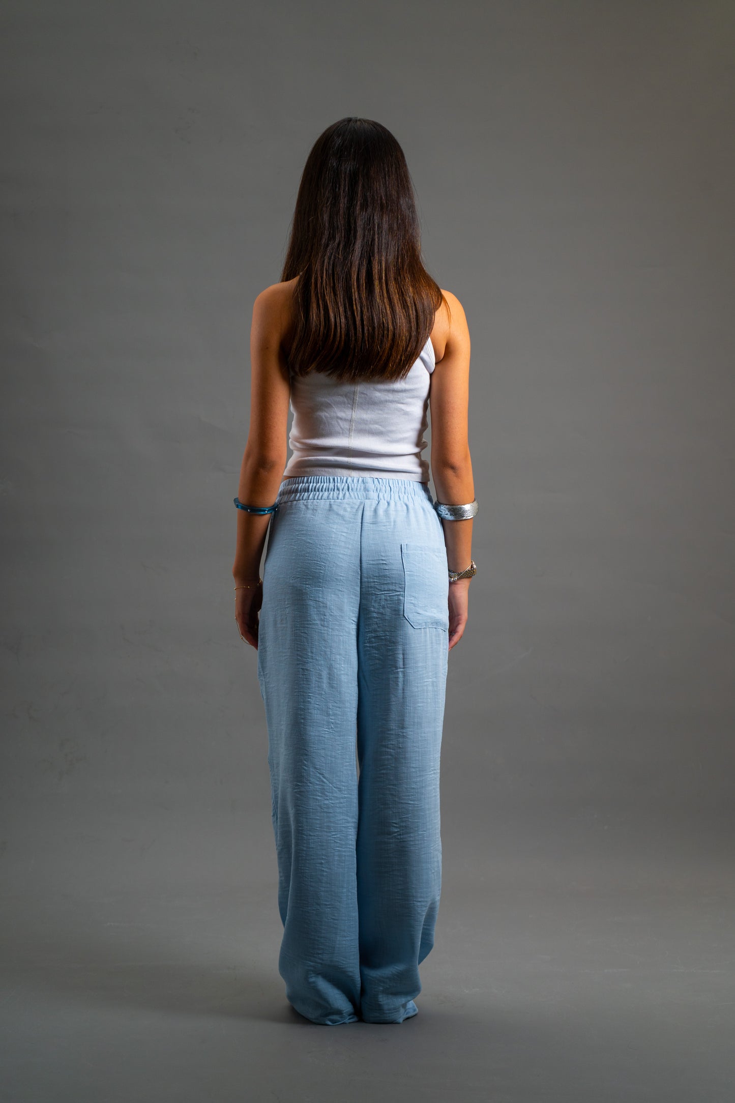 Wide Linen Pants| Baby blue