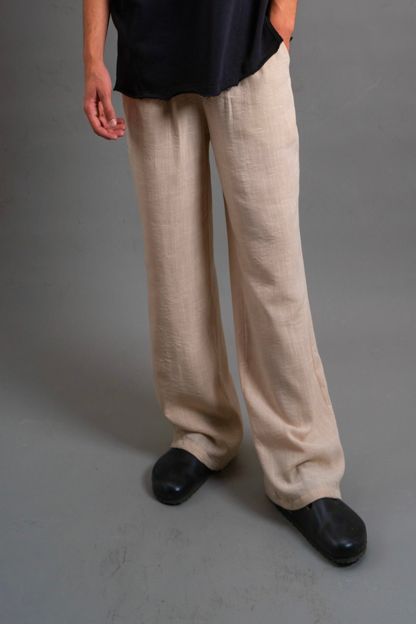 Wide Linen Pants| Beige