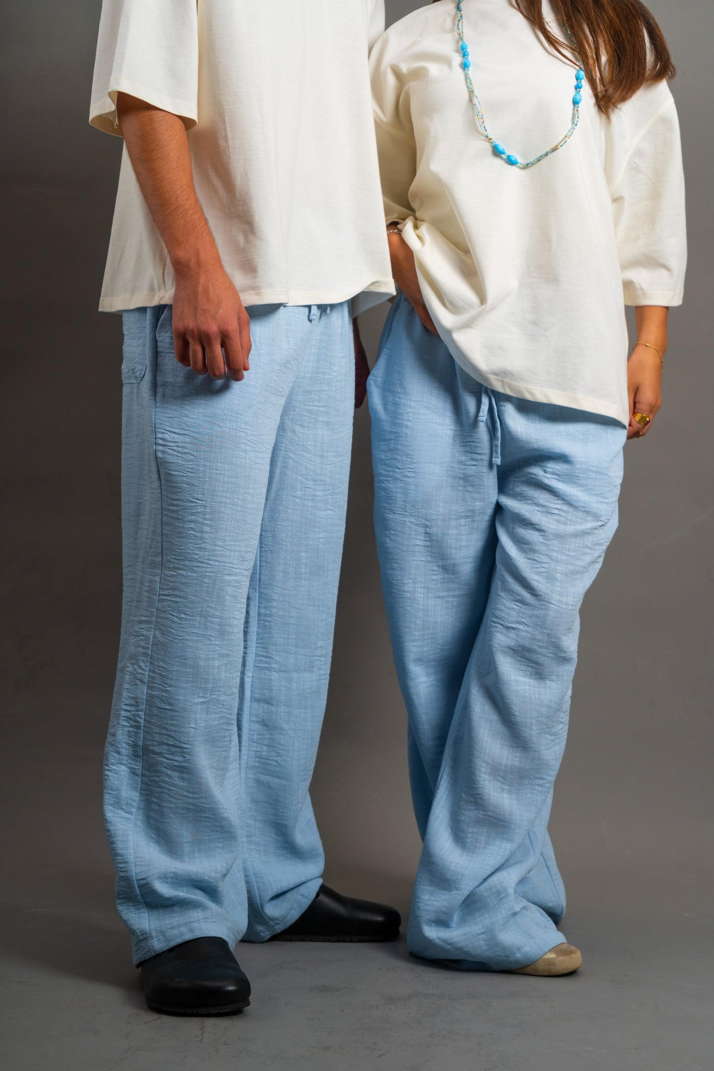 Wide Linen Pants| Baby blue