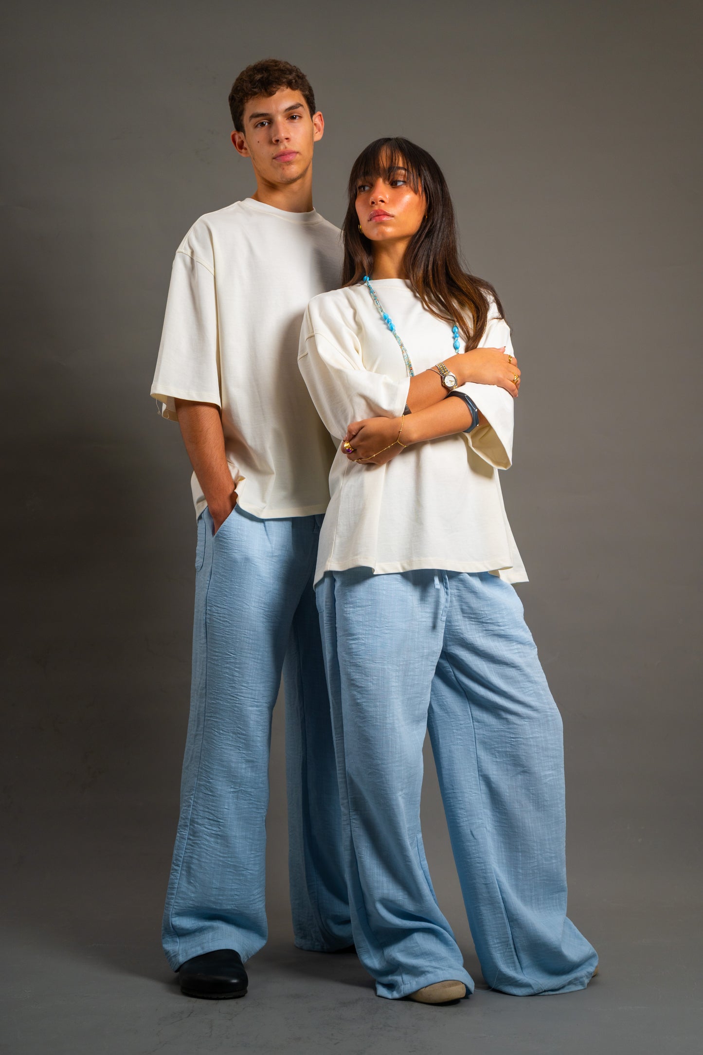 Wide Linen Pants| Baby blue