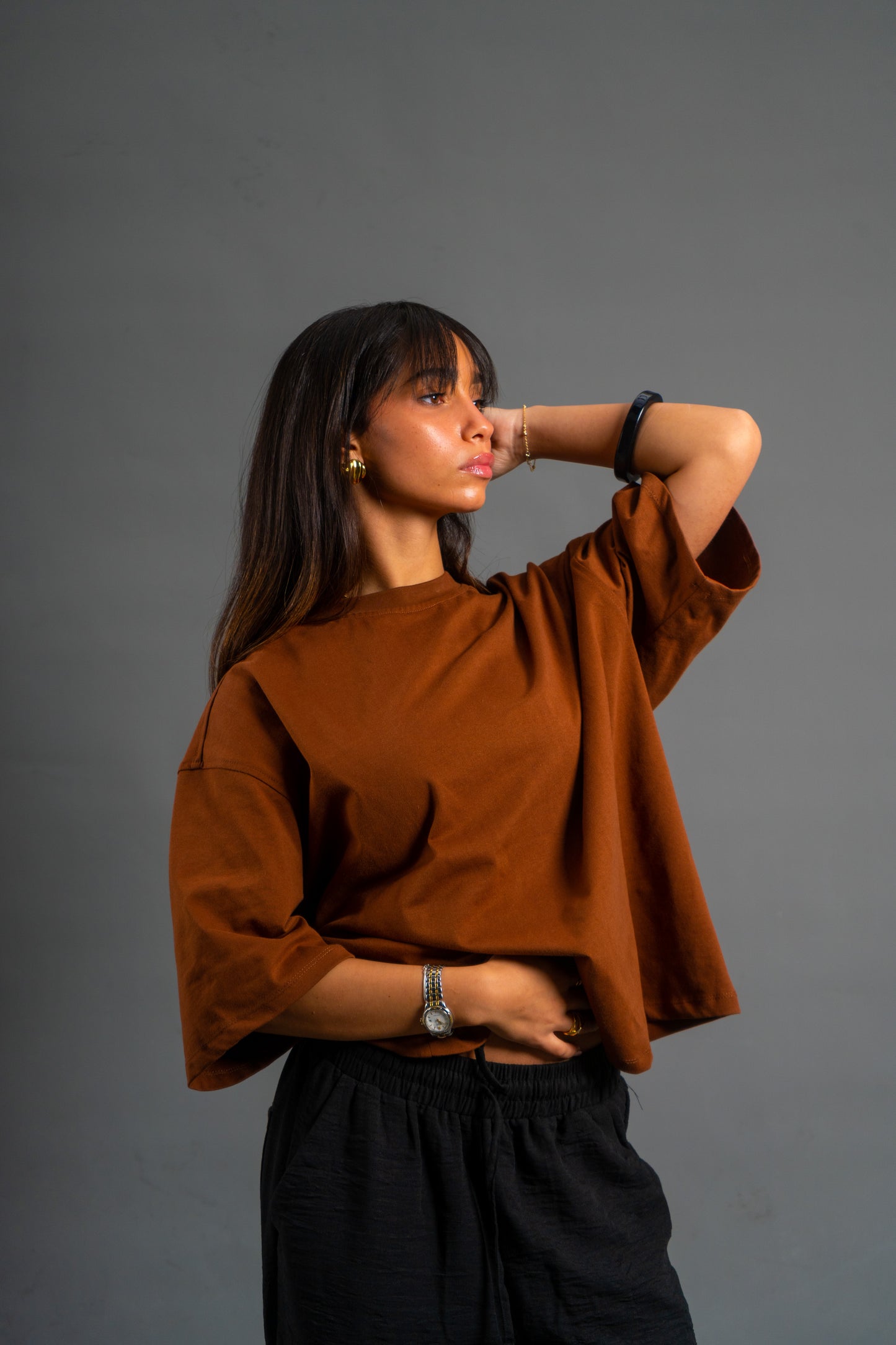 Oversized Boxy fit T-shirt | Intense Brown