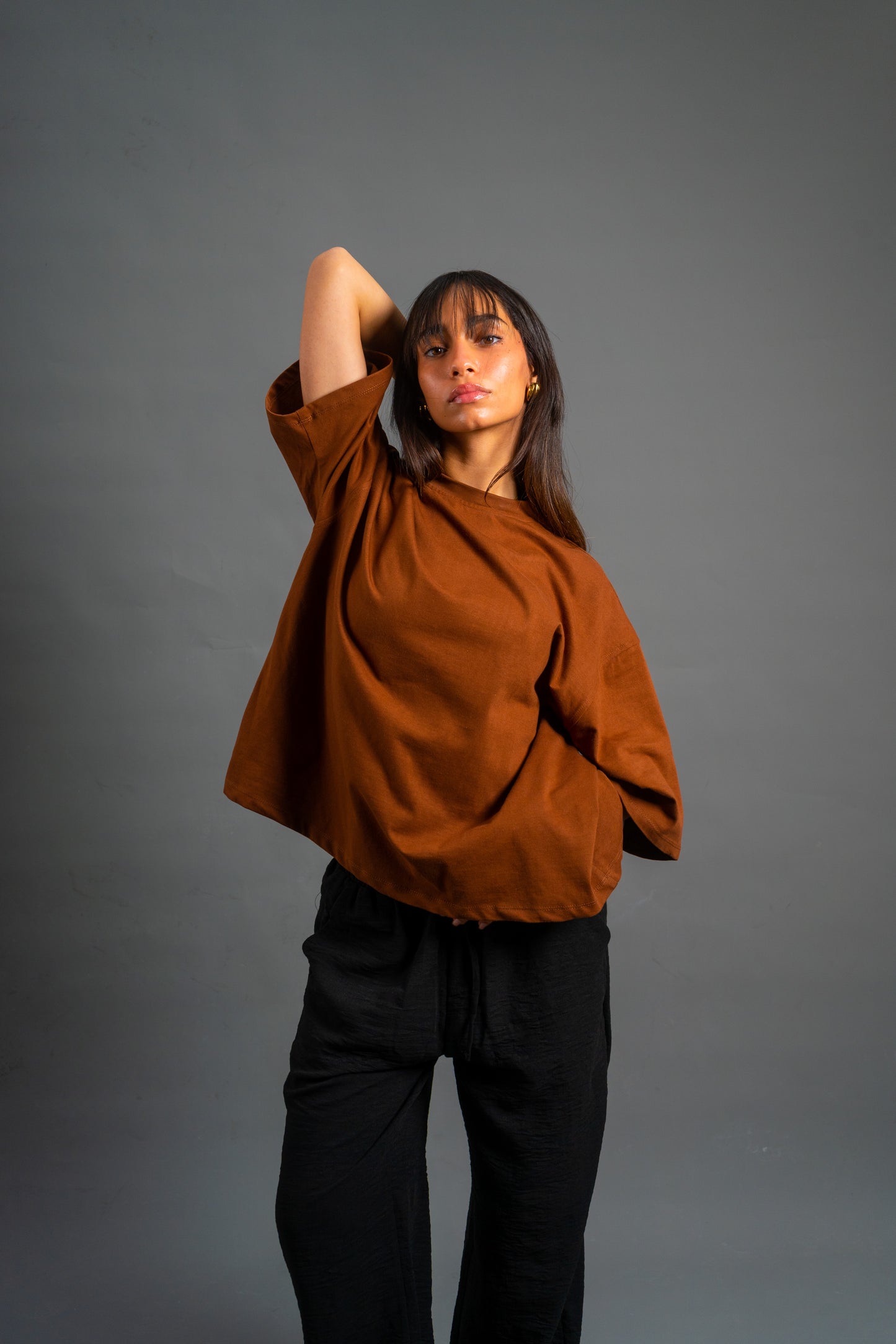 Oversized Boxy fit T-shirt | Intense Brown