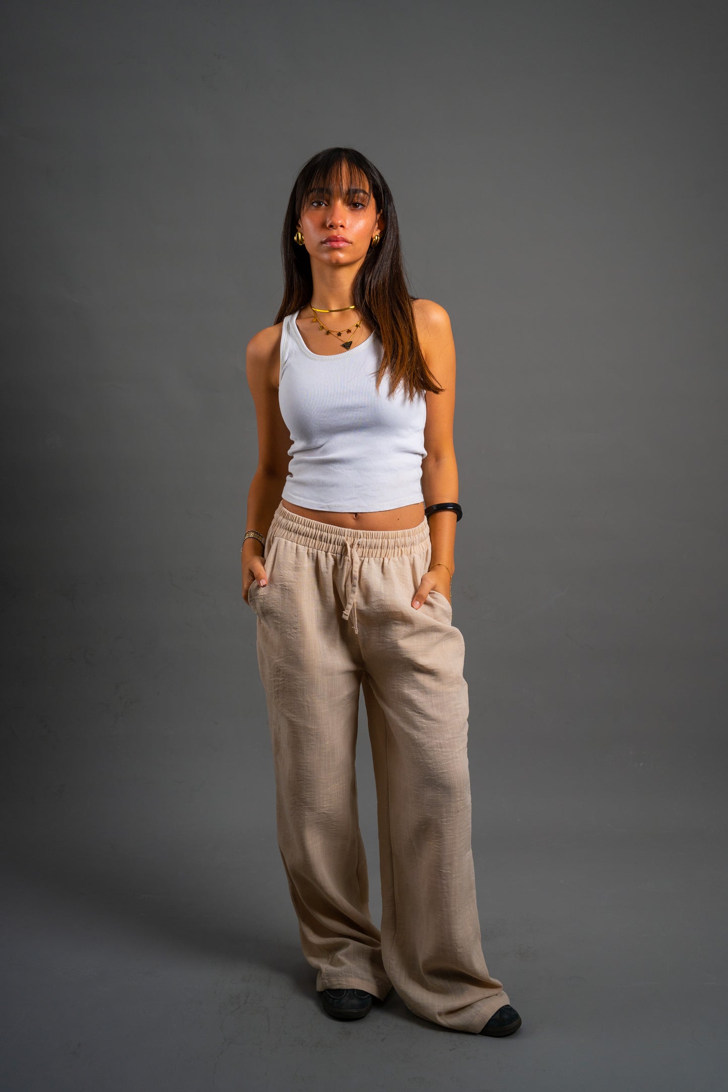 Wide Linen Pants| Beige