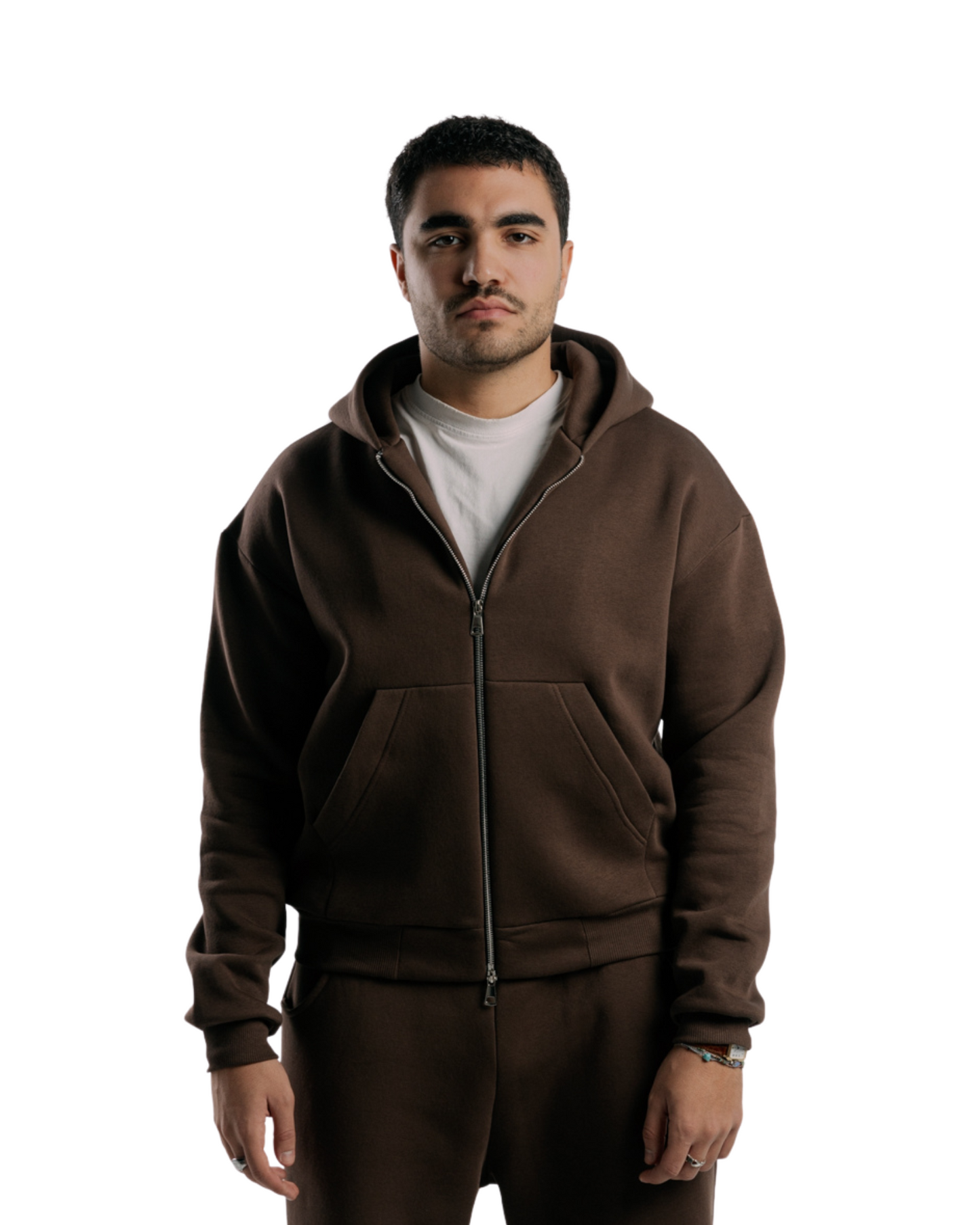 Zipped Hoodie | Brownish