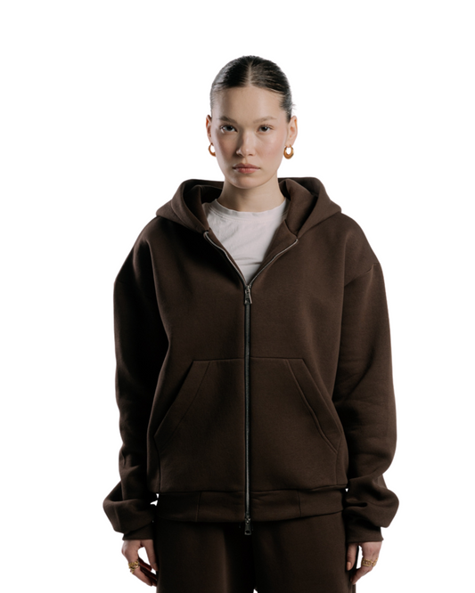 Zipped Hoodie | Brownish