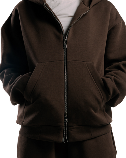 Zipped Hoodie | Brownish