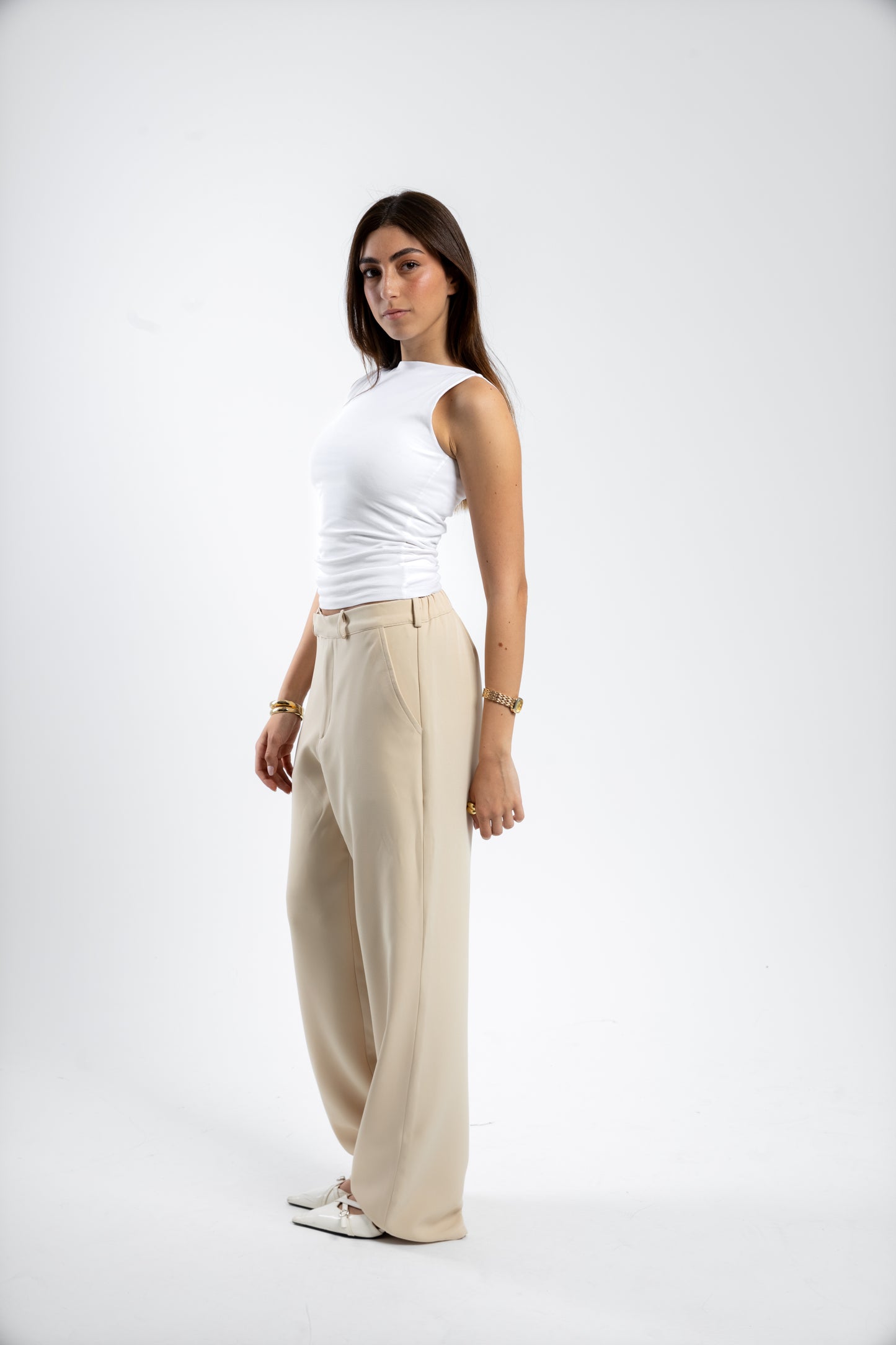RELAXED TAILORED PANTS | BEIGE