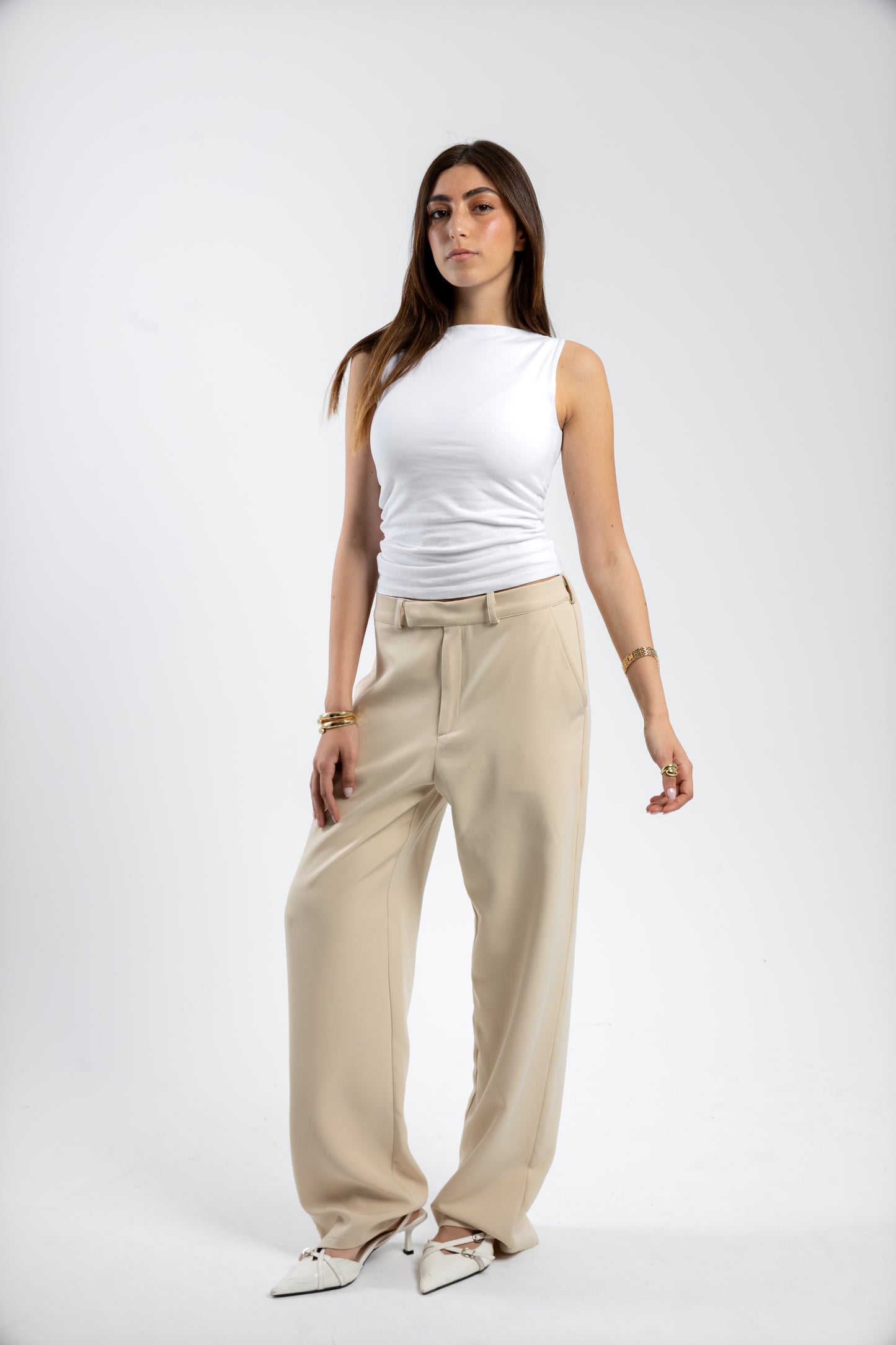 RELAXED TAILORED PANTS | BEIGE