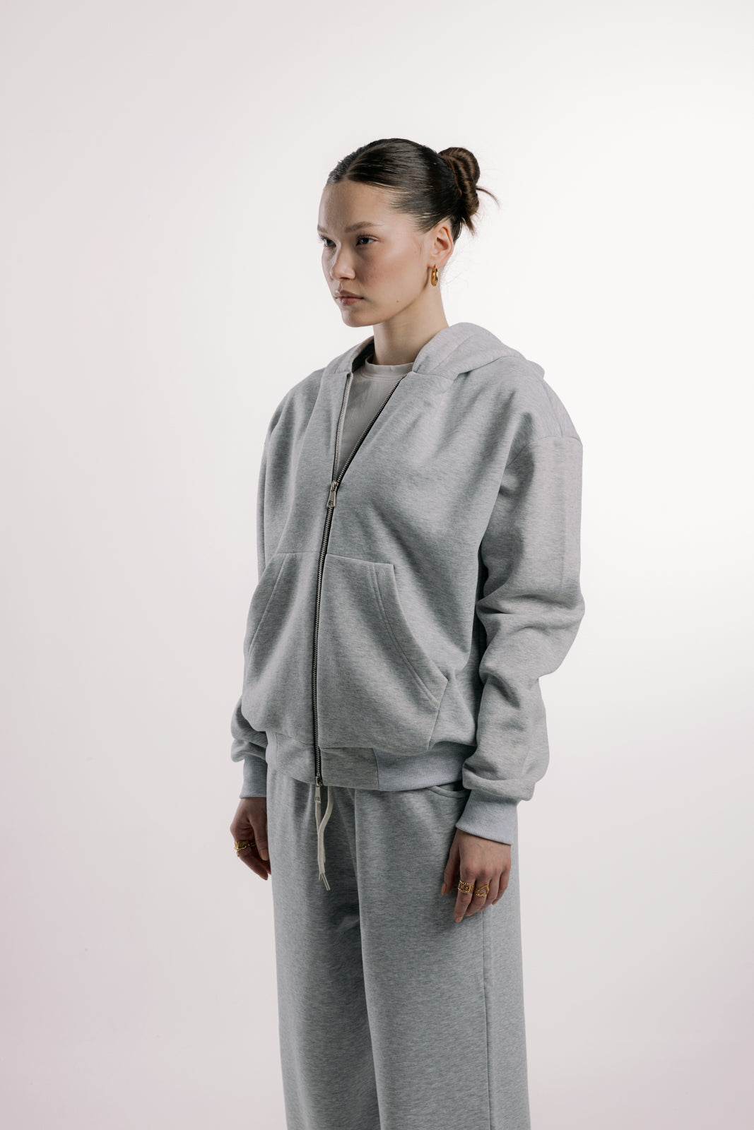 Zipped Hoodie | Grey Marl