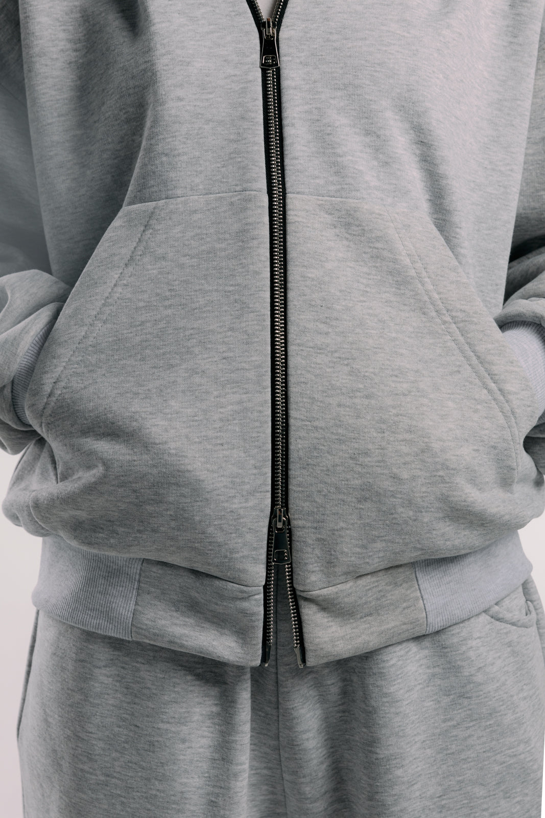 Zipped Hoodie | Grey Marl