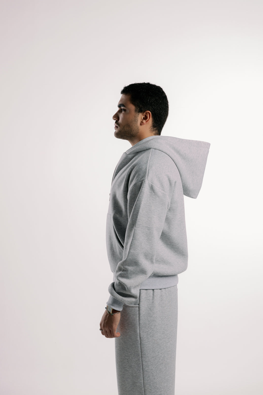 Zipped Hoodie | Grey Marl