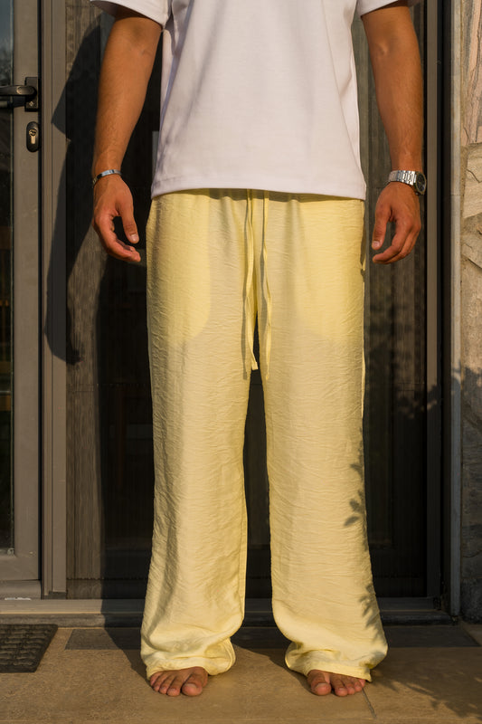 Wide Linen Pants| Yellow