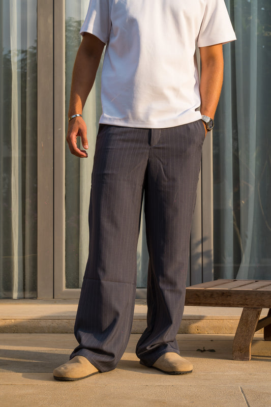 STRIPED PANTS | CHARCOAL GREY