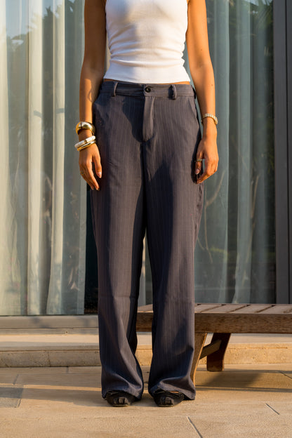 STRIPED PANTS | CHARCOAL GREY