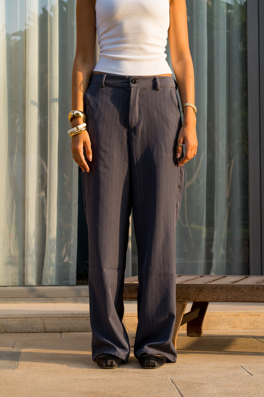STRIPED PANTS | CHARCOAL GREY
