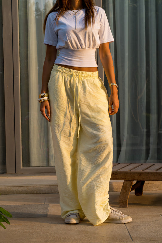 Wide Linen Pants| Yellow