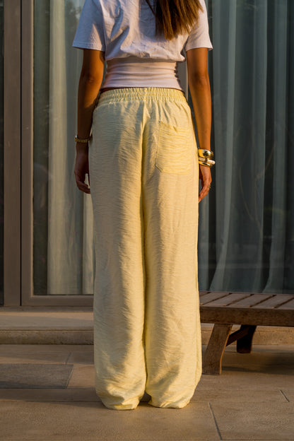 Wide Linen Pants| Yellow