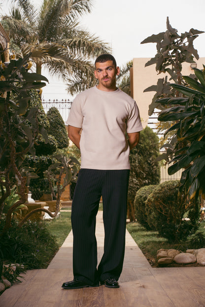 RIBBED T-SHIRT | BEIGE