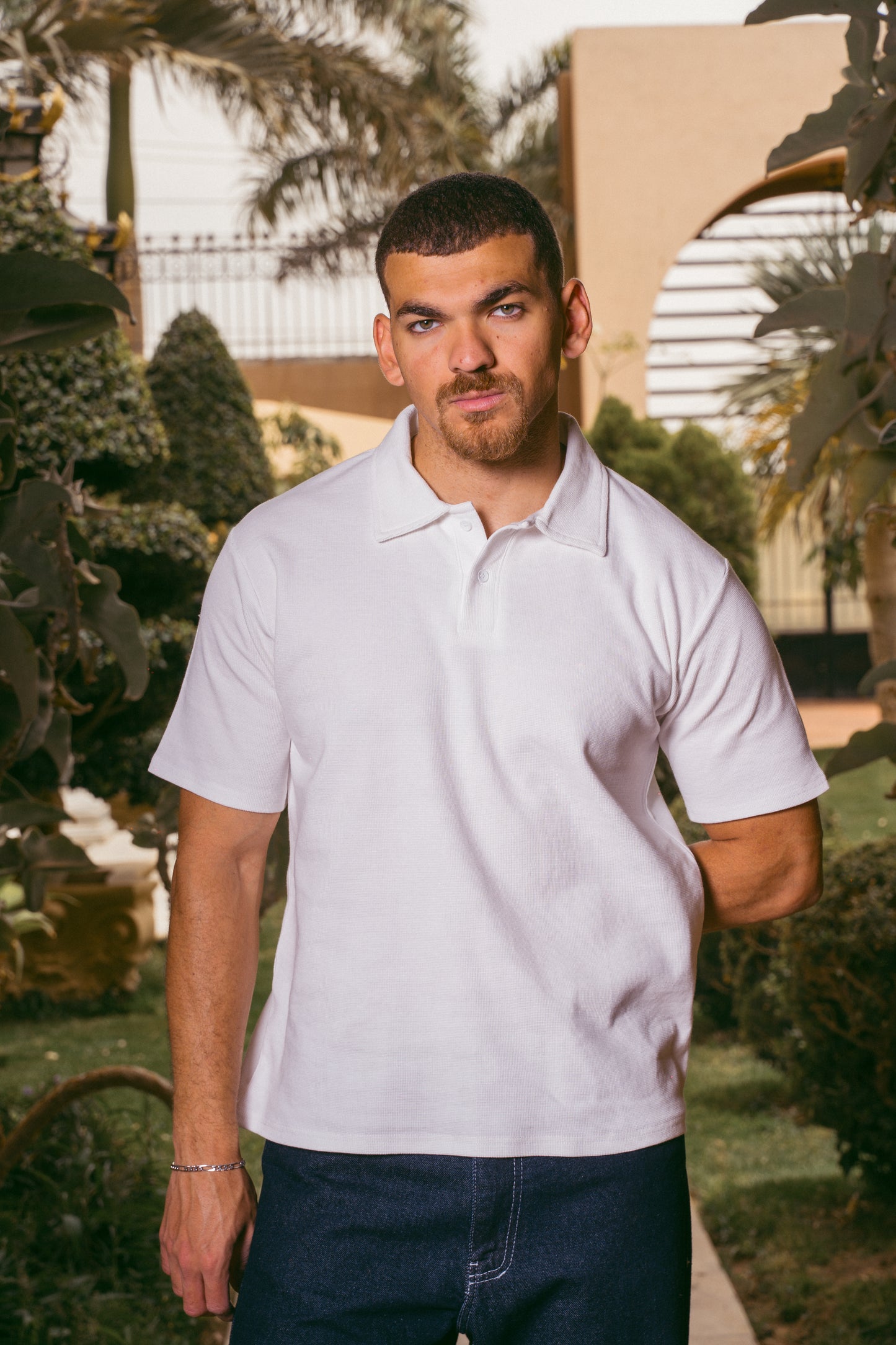 TEXTURED POLO | WHITE
