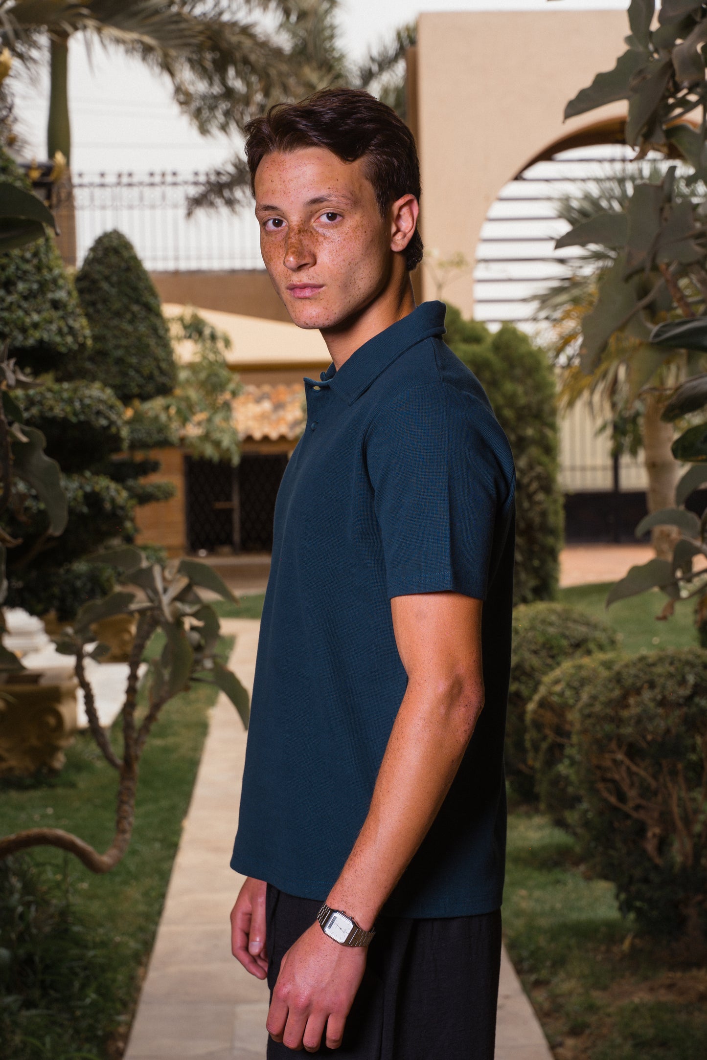 TEXTURED POLO | OLIVE