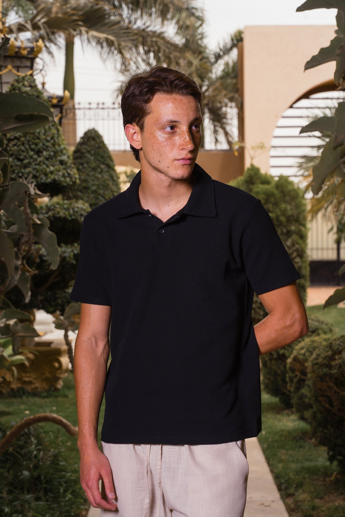 TEXTURED POLO | BLACK