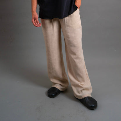 Wide Linen Pants| Beige