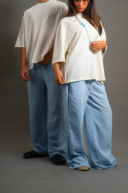 Wide Linen Pants| Baby blue