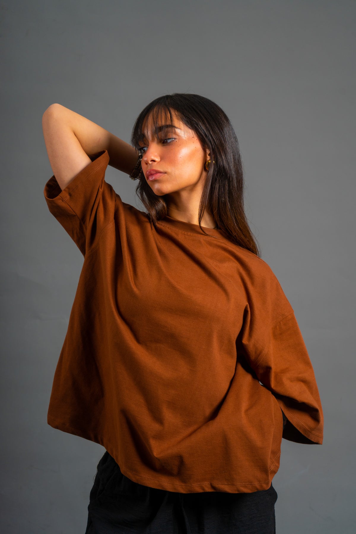 Oversized Boxy fit T-shirt | Intense Brown